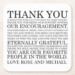 Porta-copo De Papel Quadrado Obrigado personalizado do casamento você portas