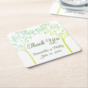 Porta-copo De Papel Quadrado Obrigado, porta copos, favor de casamento, árvore 