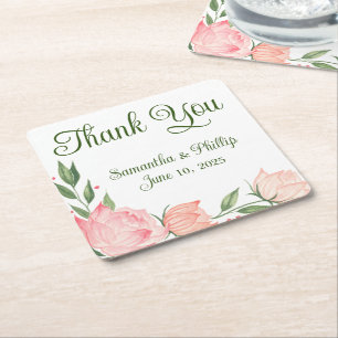 Porta-copo De Papel Quadrado Obrigado porta copos favor de casamento roxo