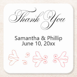 Porta-copo De Papel Quadrado Obrigado porta copos favores de casamento