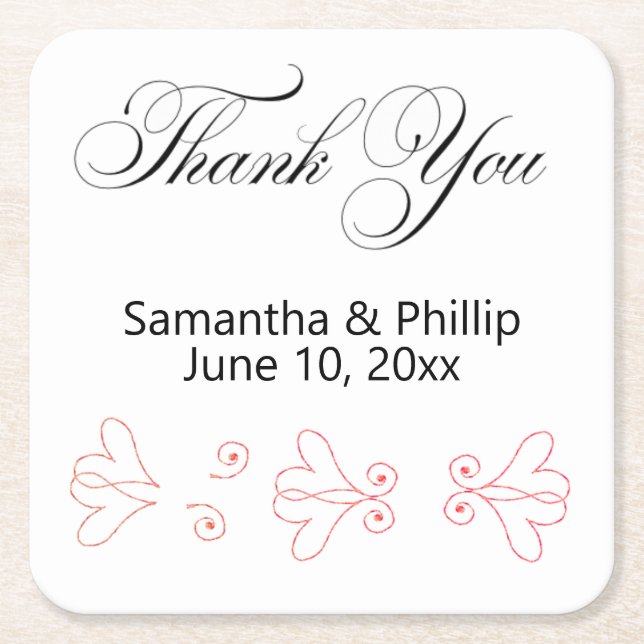 Porta-copo De Papel Quadrado Obrigado porta copos favores de casamento (Frente)