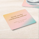 Porta-copo De Papel Quadrado Obrigados Personalizados de Casamento Exclusivos c<br><div class="desc">Retro Summer Beach Vibes Pastéis Gradação Casamento Único Obrigado Porta copos de Papel Quadrado Personalizado</div>