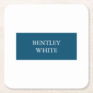 Porta-copo De Papel Quadrado Ocean Blue Na moda Simple Plain Your Name