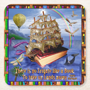 Porta-copo De Papel Quadrado Oceano do navio do livro das citações do poema d