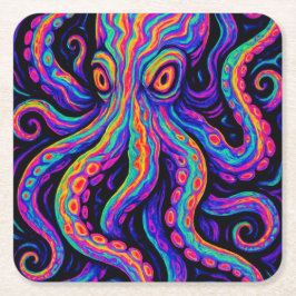 Porta-copo De Papel Quadrado Octopus Colorido Trippy