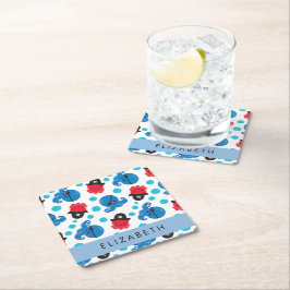 Porta-copo De Papel Quadrado Octopus Pirata, Padrão Octopus, Mar, Seu Nome