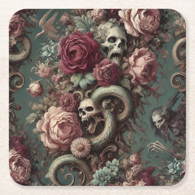 Porta-copo De Papel Quadrado Of Bone & Vine – Gothic Victorian  (Frente)