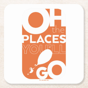 Porta-copo De Papel Quadrado Oh, Os Lugares Que Você Vai! Tipegrafia Laranja