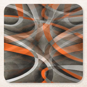 Porta-copo De Papel Quadrado Oitenta Vibes Queimados Laranja e Curva Camada de 