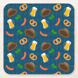 Porta-copo De Papel Quadrado Oktoberfest Beer Bavarian Pattern