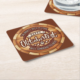Porta-copo De Papel Quadrado Oktoberfest Festival Brown Wooden Beer Barrel