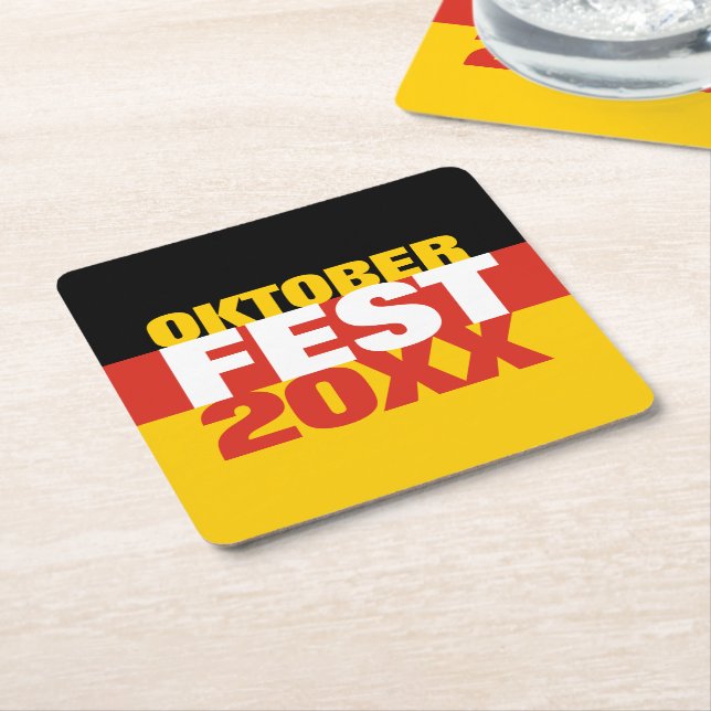 Porta-copo De Papel Quadrado Oktoberfest Octoberfest Flag Alemão (Inclinado)