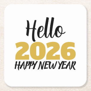 Porta-copo De Papel Quadrado Olá 2026 Feliz Ano Novo