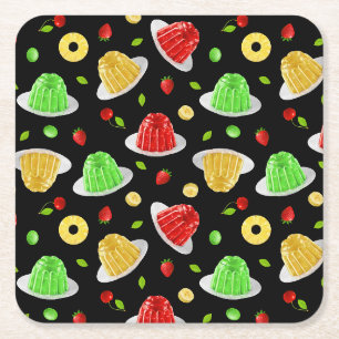 Porta-copo De Papel Quadrado Olá Jello Coaster - em preto