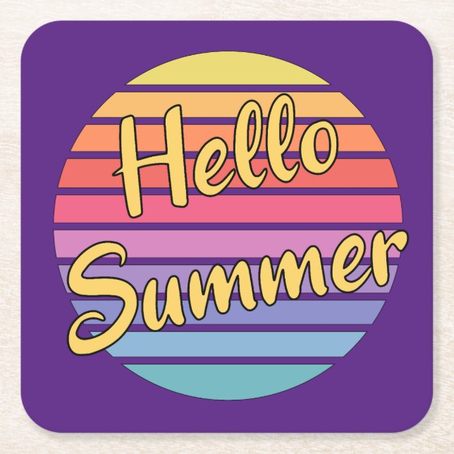 Porta-copo De Papel Quadrado Olá Summer (Frente)