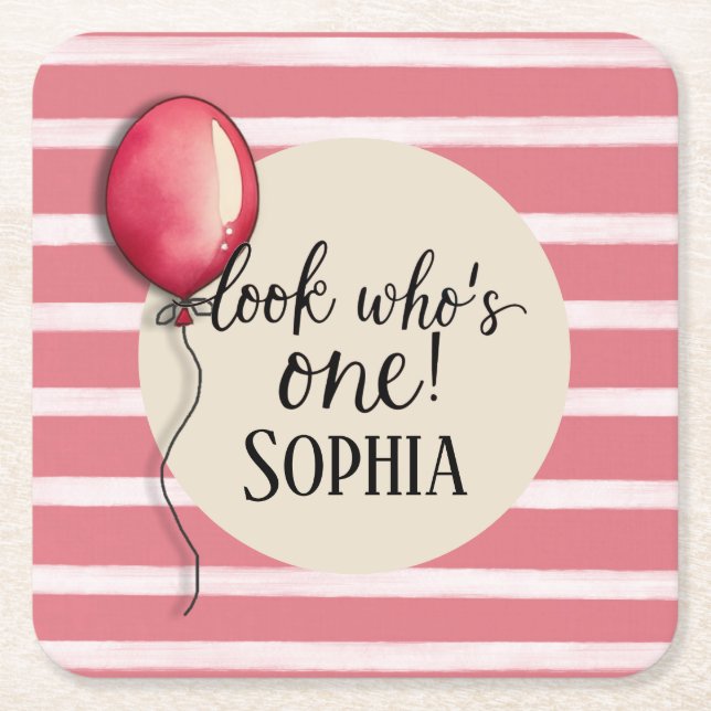 Porta-copo De Papel Quadrado Olha quem é um aniversário (Frente)