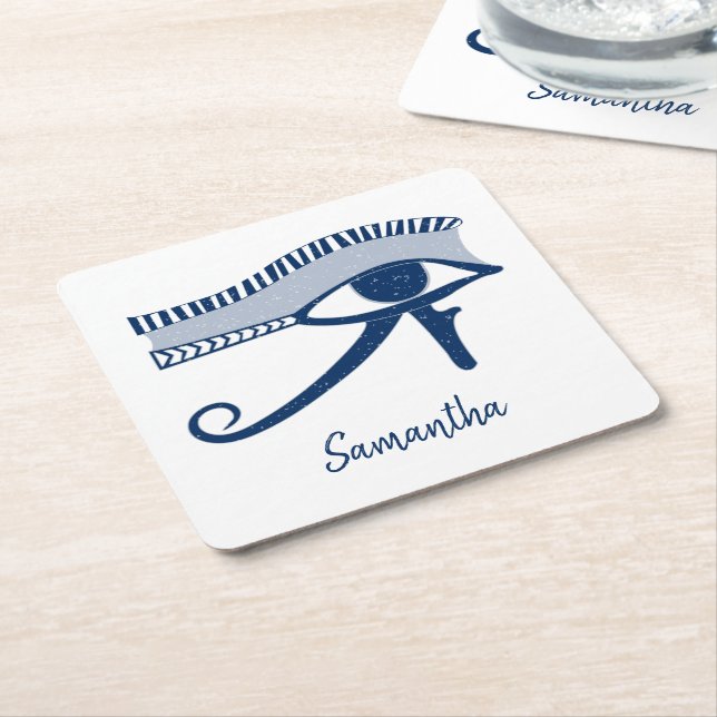 Porta-copo De Papel Quadrado Olho de Horus Talisman Personalizado (Inclinado)