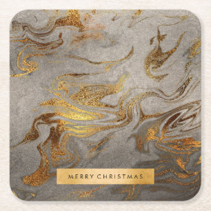 Porta-copo De Papel Quadrado Olho elegante de ouro e mármore prateado de cobre