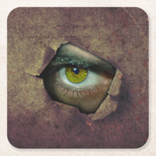 Porta-copo De Papel Quadrado Olhos Assustadores Prendendo um Buraco na Parede