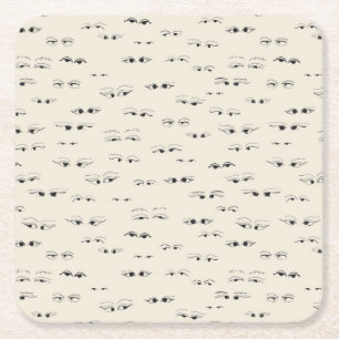 Porta-copo De Papel Quadrado Olhos engraçados desenhando um padrão de arte