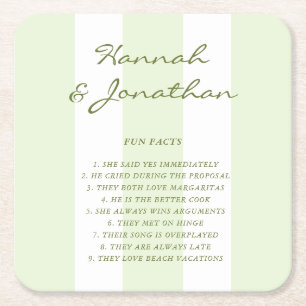 Porta-copo De Papel Quadrado Olive Green Stripe FATORES DIVERTIDOS Casamento