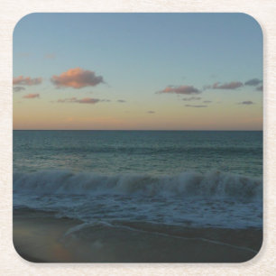 Porta-copo De Papel Quadrado Ondas caindo na paisagem de Sunset Beach