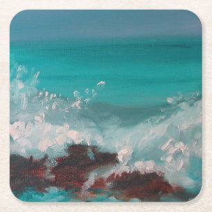 Porta-copo De Papel Quadrado "Ondas de costa norte" 2, Pintura a óleo