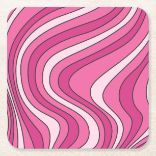 Porta-copo De Papel Quadrado Ondas de estilo retrorreflector cor-de-rosa