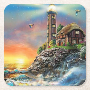 Porta-copo De Papel Quadrado Ondas que caem na orla de arte fina