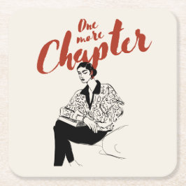 Porta-copo De Papel Quadrado One More Chapter Red Script l Book Lovers & Reader