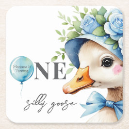 Porta-copo De Papel Quadrado One Silly Goose Boy Birthday 