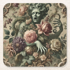 Porta-copo De Papel Quadrado Opulência Óptica - Travesseiro Barroco Floral Góti