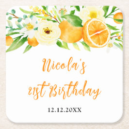 Porta-copo De Papel Quadrado Oranges Citrus Birthday