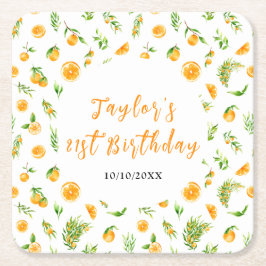 Porta-copo De Papel Quadrado Oranges Citrus Birthday Party