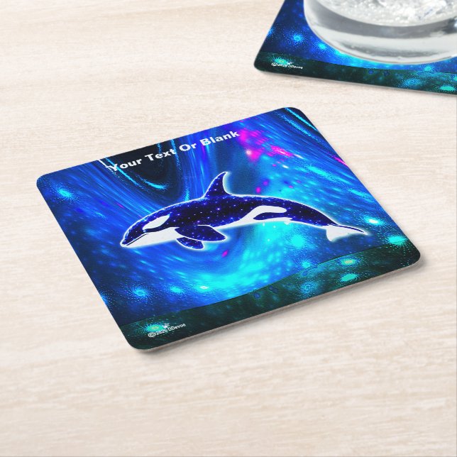 Porta-copo De Papel Quadrado Orca Cósmica (Inclinado)