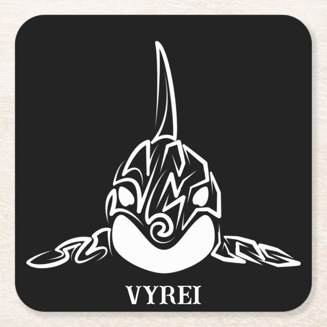 Porta-copo De Papel Quadrado Orca Tribal Negra (Frente)