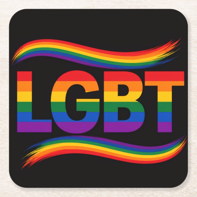 Porta-copo De Papel Quadrado Orgulho Arco-íris LGBT (Frente)