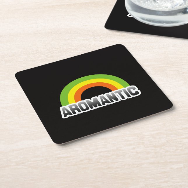 Porta-copo De Papel Quadrado Orgulho Aromântico (Inclinado)