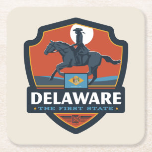 Porta-copo De Papel Quadrado Orgulho de Estado Delaware