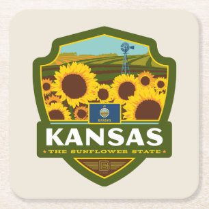 Porta-copo De Papel Quadrado Orgulho de Estado  Kansas
