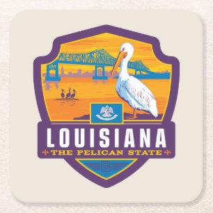 Porta-copo De Papel Quadrado Orgulho de Estado Louisiana