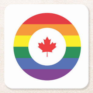 Porta-copo De Papel Quadrado Orgulho gay do Canadá