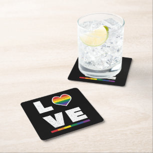 Porta-copo De Papel Quadrado Orgulho gay LGBTQ Sinalizador Distúrbio do Amor Gr