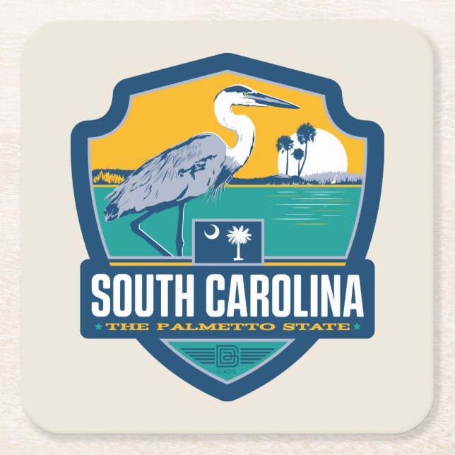 Porta-copo De Papel Quadrado Orgulho | South Carolina do estado (Frente)
