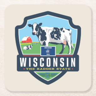 Porta-copo De Papel Quadrado Orgulho Wisconsin 2 do estado