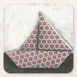 Porta-copo De Papel Quadrado Origami Sailboat no papel Star Design