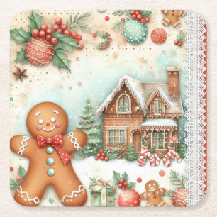 Porta-copo De Papel Quadrado Ornamentos de Homem de Pão-de-Obra Inverno