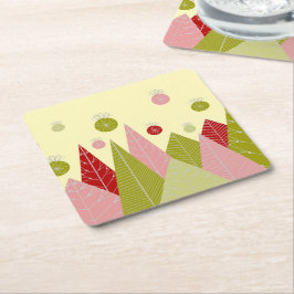 Porta-copo De Papel Quadrado Ornamentos e Árvores Ilustração de Natal