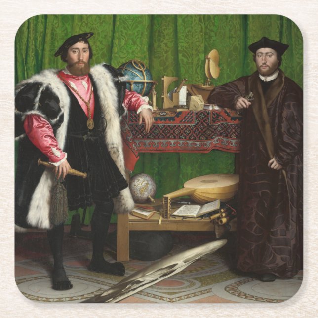 Porta-copo De Papel Quadrado Os embaixadores, Holbein, o jovem (Frente)