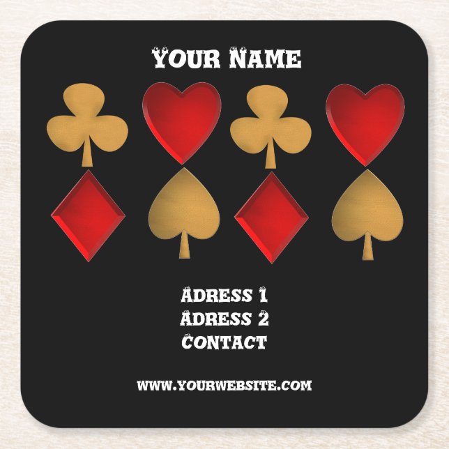 Porta-copo De Papel Quadrado Os quatro naipes, personalizados (Frente)